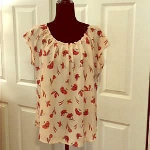 Sheer summer blouse with flower print